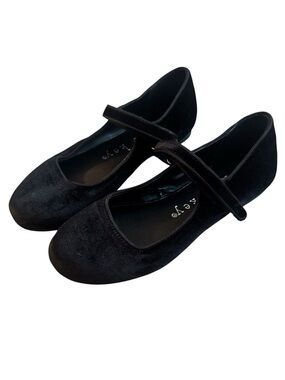 Copper Key Black Velvet Mary Jane Flats, Size 3, Like New Shoes
